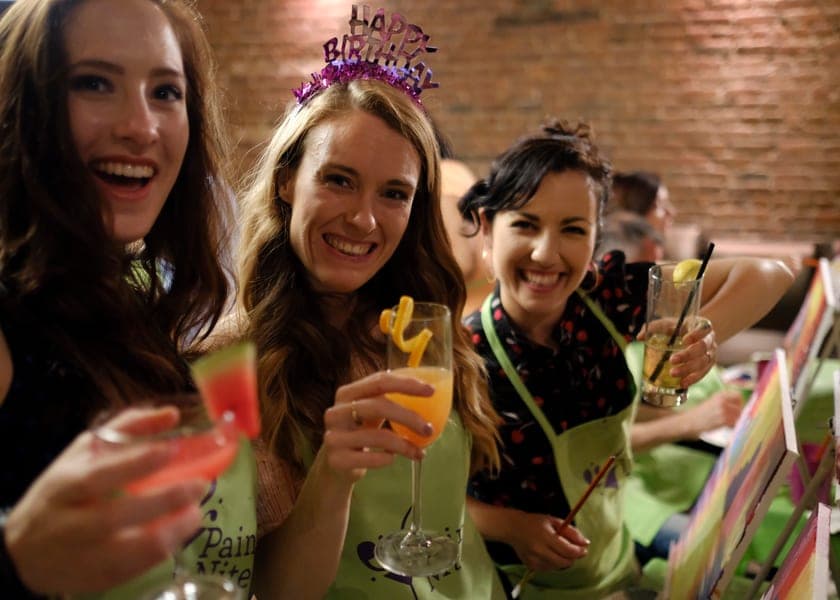 A private Birthdays paint & sip party