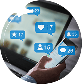 A hand holding a phone with notification bubbles