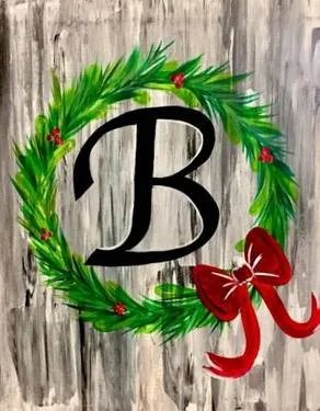 Christmas Wreath Monogram at Amsterdam Lounge — Painting
