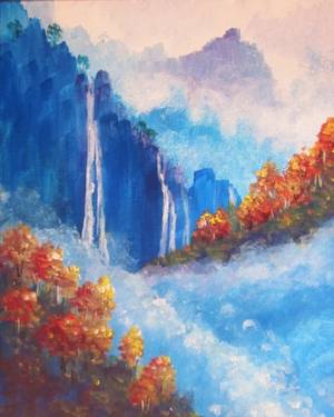 Autumn Falls in the Mist — Painting