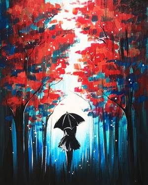 Paint Nite @Casa Mexico Merivale THURSDAYS! Red Forest Black Umbrella — Painting