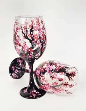 Cherry Blossom Wine Glasses