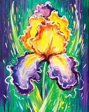 Spring Iris in Purple and Yellow