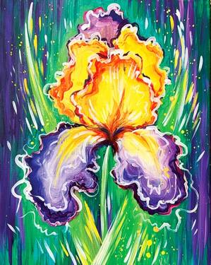 Spring Iris in Purple and Yellow at Mtn. Mike's on Commerce Blvd. in Rohnert Park — Painting