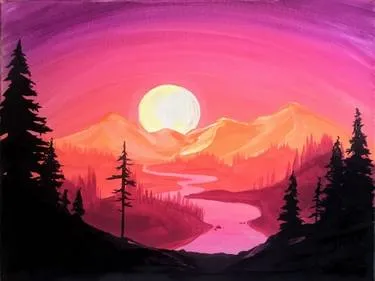 Sunset Silhouette III at Freeman's Little New York - Fairview — Painting