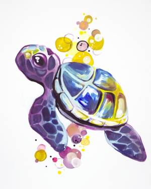 "Bubbles The Turtle Rainbow Friend" — Painting