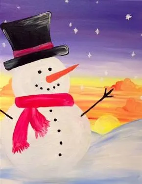 Sunset Snowman — Painting