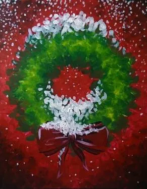 A Christmas Wreath at Café Olé Restaurant & Cantina | Boise Towne Square — Painting