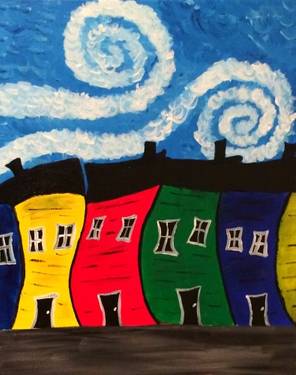 Paint Nite @ Moose Hunt Club THURSDAYS! Windy Day on Jellybean Row — Painting