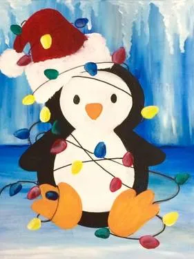 Tangled Christmas Penguin at Dave & Buster's Glendale — Painting