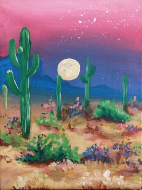 Pink Desert Nightfall at ALE - Amberwood Lounge & Eatery — Painting