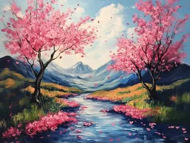 Cherry Blossom River Bend