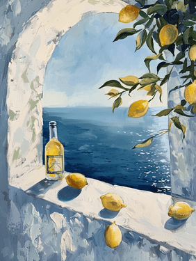 Italian Villa by The Sea — Painting