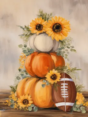 Fall Pumpkins and Football Season — Painting