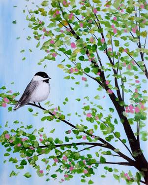 Paint Nite: Springtime Chickadee — Painting