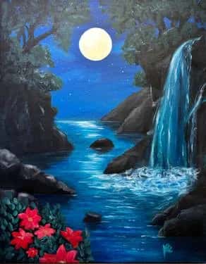 Moonlit Waterfall I