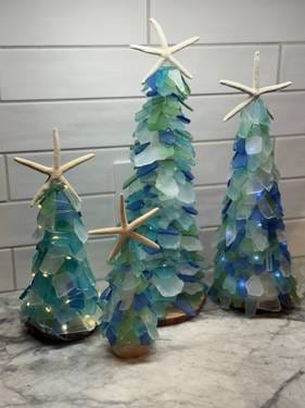 Seaglass Christmas Trees — Painting