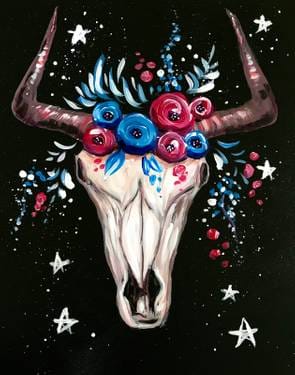 Paint and Sip American Bull Skull — Painting
