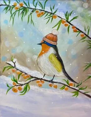 Orange Berry Brrrd — Painting