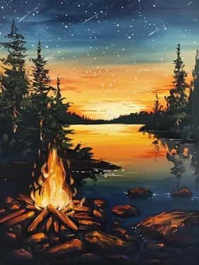 Cozy Sunset Campfire