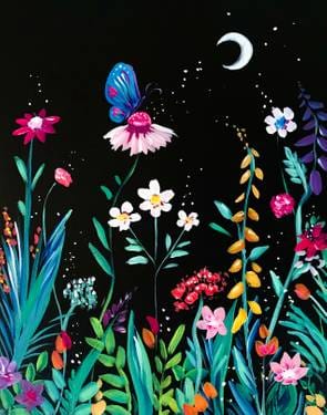 Midnight Butterfly Garden — Painting