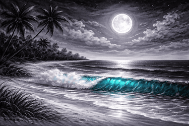 Take a Break Tuesday Virtual Paint Nite w/ Joyce of Art!! Moonlit Beach, Blue Wave — Painting