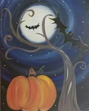 Moonlit Pumpkin at Charley's Place — Painting