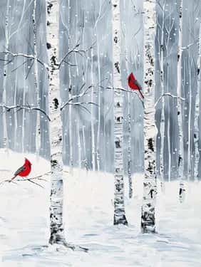Winter Visitors Birch Forest