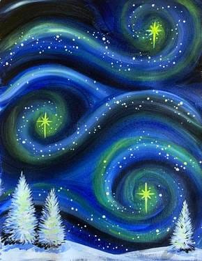 Saturday Winter Starry Night — Painting