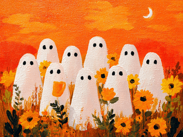 Ghouls Girls Night in the Garden — Painting