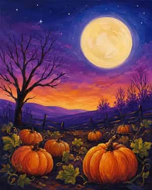 Pumpkin Patch at Night