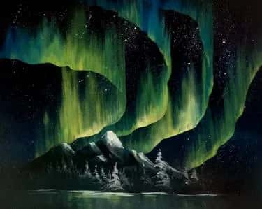 Winter Mountain Northern Lights