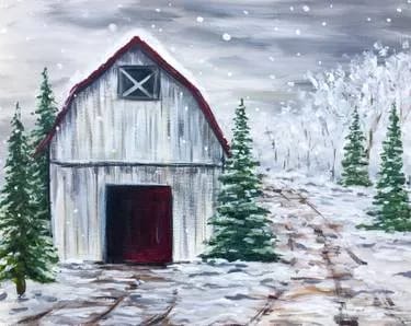 Winter at the Barn at O'Dear Bar & Grill — Painting