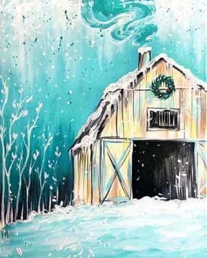 Winter Barn In Teal