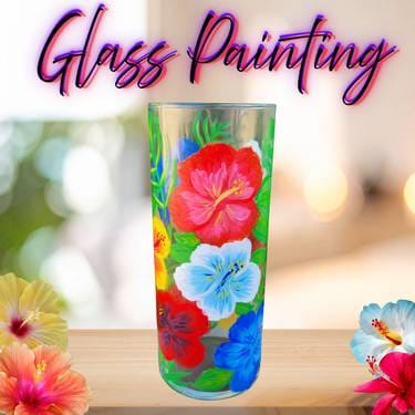 Sip, Paint & Aloha — Tropical Hibiscus Vase or Wine Bottle — Painting