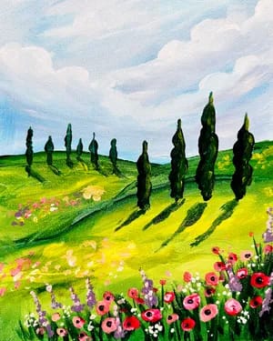 Paint Nite: Tuscany Cypress & Wildflowers — Painting