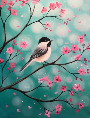 Brunch, Brushes & Brews: Chickadee Cherry Blossoms — Painting