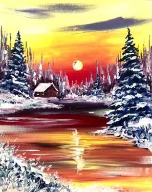Warm Winter Hideaway Paint Nite — Painting