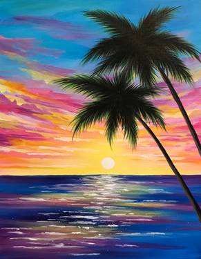 Paint Nite FRIDAYS! Portage Orchard Grill Gatineau! Bright Ocean Sunrise — Painting