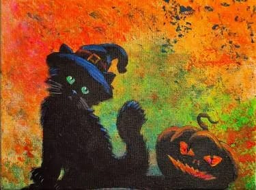Paint Halloween Kitten at the Bridge Public House — Painting