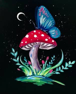 Magic Mushroom Butterfly — Painting