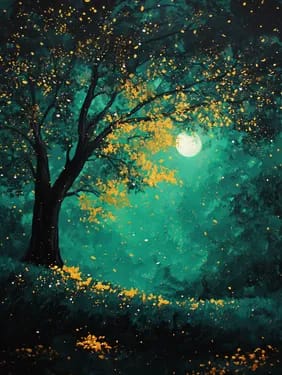 Emerald Night Skies with Gold Paint — Painting