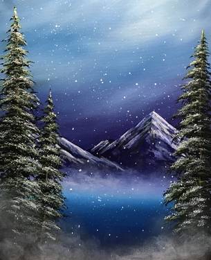 "Misty Mountain Winter" — Painting