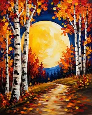 Harvest Moon in the Trees