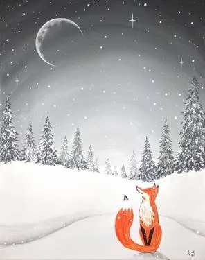 Moonlit Winter Fox — Painting