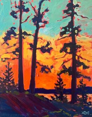 Pine Trees at Sunset - Tom Thomson at the Bridge Public House Restaurant — Painting