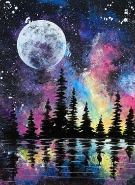 Galaxy Moon Silhouette — Painting