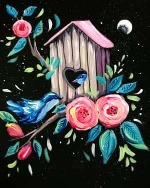 Midnight Birdhouse Lovers