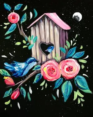 Midnight Birdhouse — Painting