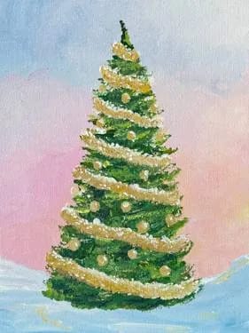 "Frosty Golden Garland" — Painting